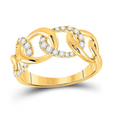 14kt Yellow Gold Womens Round Diamond Curb Link Fashion Ring 1/3 Cttw