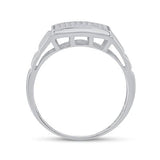 Sterling Silver Mens Round Diamond Cluster Ring 1/ Cttw