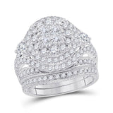14kt White Gold Princess Diamond Bridal Wedding Ring Band Set 2-3/4 Cttw