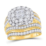 14kt Yellow Gold Princess Diamond Bridal Wedding Ring Band Set 2-1/2 Cttw
