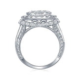 14kt White Gold Princess Diamond Cluster Bridal Wedding Engagement Ring 3-1/2 Cttw