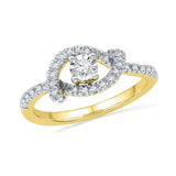 10kt Yellow Gold Womens Round Diamond Cradle Solitaire Promise Bridal Ring 1/4 Cttw