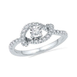 10kt White Gold Womens Round Diamond Cradle Solitaire Promise Bridal Ring 1/4 Cttw