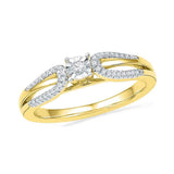 10kt Yellow Gold Round Diamond Solitaire Open-shank Bridal Wedding Engagement Ring 1/6 Cttw