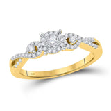 10kt Yellow Gold Round Diamond Solitaire Halo Twist Bridal Wedding Engagement Ring 1/4 Cttw