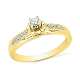 10kt Yellow Gold Womens Round Diamond Solitaire Promise Ring 1/6 Cttw