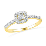 10kt Yellow Gold Princess Diamond Solitaire Bridal Wedding Engagement Ring 1/4 Cttw
