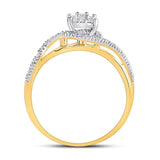 10kt Yellow Gold Round Diamond Solitaire Swirl Bridal Wedding Engagement Ring 1/5 Cttw
