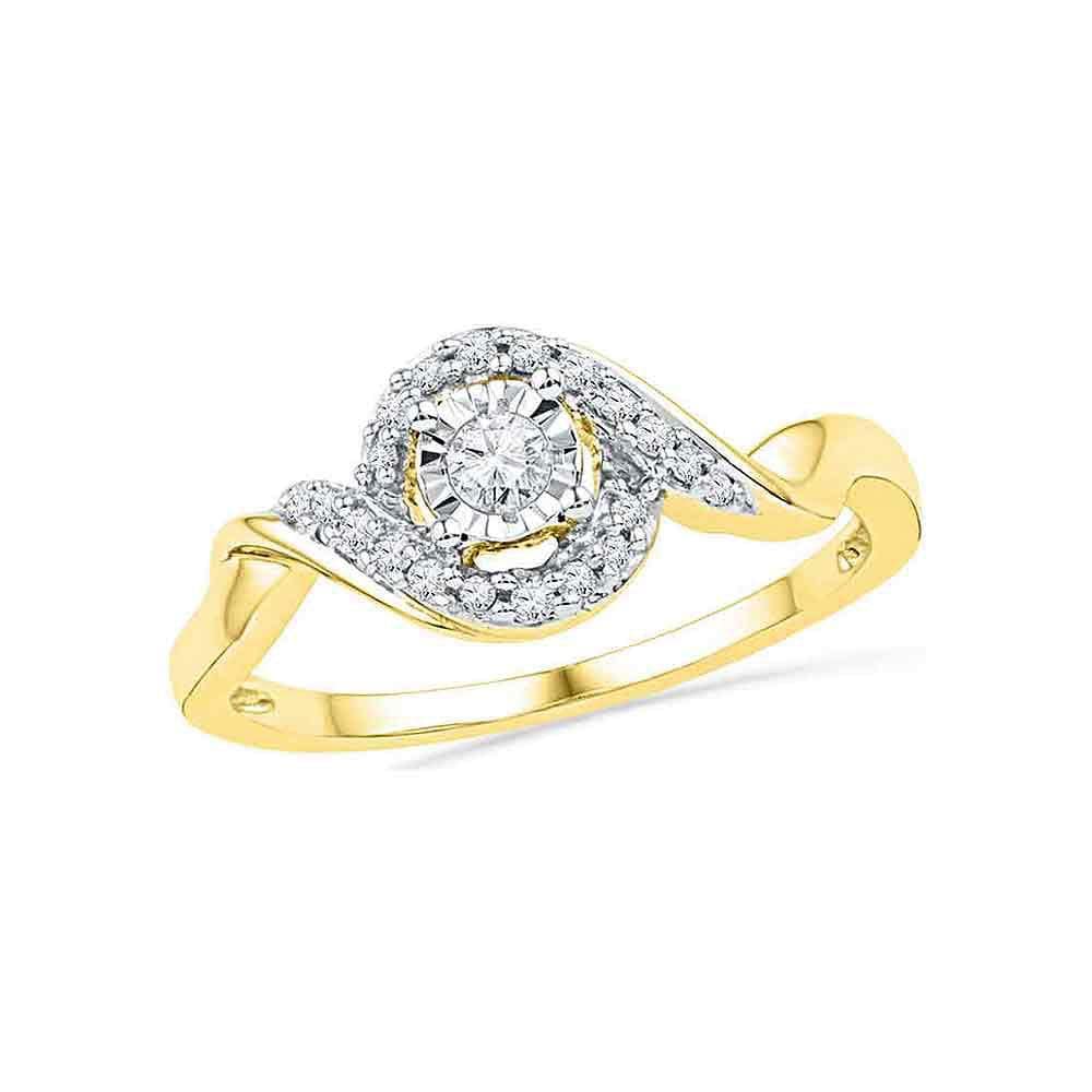 10kt Yellow Gold Womens Round Diamond Solitaire Twist Promise Ring 1/6 Cttw