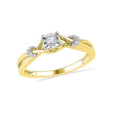 10kt Yellow Gold Womens Round Diamond Solitaire Twist Promise Ring 1/10 Cttw