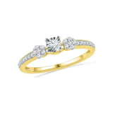 10kt Yellow Gold Womens Round Diamond Solitaire Cluster Promise Ring 1/4 Cttw
