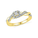 10kt Yellow Gold Womens Round Diamond Solitaire Braided Promise Ring 1/6 Cttw
