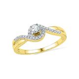 10kt Yellow Gold Womens Round Diamond Solitaire Swirl Promise Ring 1/5 Cttw