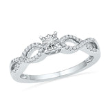 10kt White Gold Womens Round Diamond Solitaire Twist Promise Ring 1/6 Cttw
