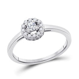 10kt White Gold Womens Round Diamond Solitaire Halo Promise Ring 1/4 Cttw