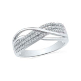 10kt White Gold Womens Round Diamond Crossover Band Ring 1/5 Cttw