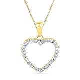 10k Yellow Gold Round Diamond Womens Open-center Heart Love Pendant 1/6 Cttw