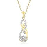 10kt Yellow Gold Womens Round Diamond Infinity Nested Cluster Pendant 1/4 Cttw