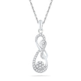 10kt White Gold Womens Round Diamond Infinity Nested Cluster Pendant 1/4 Cttw