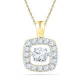 10kt Yellow Gold Womens Round Diamond Square Moving Twinkle Pendant 1/4 Cttw