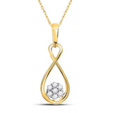 10kt Yellow Gold Womens Round Diamond Infinity Cluster Pendant 1/8 Cttw