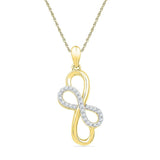 10kt Yellow Gold Womens Round Diamond Linked Double Infinity Pendant 1/6 Cttw