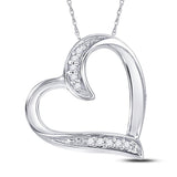 10kt White Gold Womens Round Diamond Heart Outline Pendant .03 Cttw