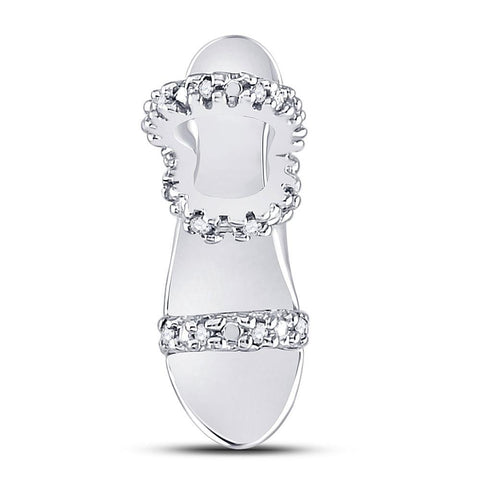 10kt White Gold Womens Round Diamond Stiletto Shoe Pendant 1/20 Cttw