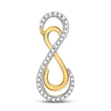 10kt Yellow Gold Womens Round Diamond Vertical Double Infinity Pendant 1/10 Cttw