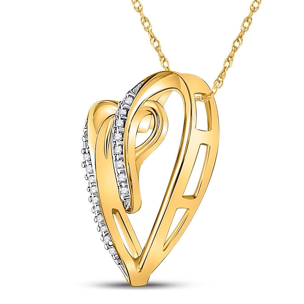 10kt Yellow Gold Womens Round Diamond Heart Infinity Pendant 1/20 Cttw