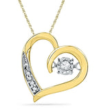 10kt Yellow Gold Womens Round Diamond Heart Twinkle Moving Pendant 1/20 Cttw