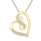 10kt Yellow Gold Womens Round Diamond Heart Infinity Pendant 1/10 Cttw