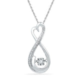 10kt White Gold Womens Round Diamond Infinity Moving Twinkle Pendant .03 Cttw