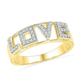 10kt Yellow Gold Womens Round Diamond Love Band Ring 1/6 Cttw