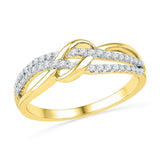10kt Yellow Gold Womens Round Diamond Crossover Band Ring 1/5 Cttw