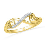 10k Yellow Gold Round Diamond Womens Infinity Knot Band Ring 1/20 Cttw
