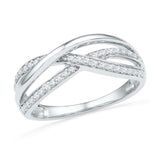 10kt White Gold Womens Round Diamond Triple Woven Strand Band Ring 1/5 Cttw