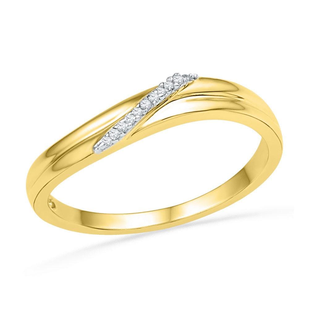 10kt Yellow Gold Womens Round Diamond Simple Single Row Band Ring .03 Cttw