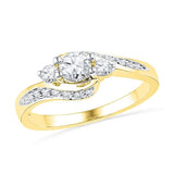 10k Yellow Gold Round Diamond Bridal Wedding Engagement Anniversary Ring 1/2 Cttw