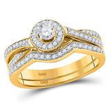 10k Yellow Gold Round Diamond Bridal Wedding Ring Band Set 1/2 Cttw