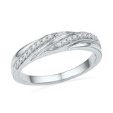 10kt White Gold Womens Round Diamond Simple Band Ring 1/10 Cttw