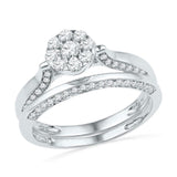10k White Gold Round Diamond Cluster Bridal Wedding Ring Band Set 5/8 Cttw
