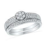 10kt White Gold Round Diamond Bridal Wedding Ring Band Set 1/4 Cttw