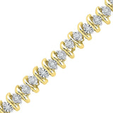 10kt Yellow Gold Womens Round Diamond Studded Tennis Bracelet 1/4 Cttw