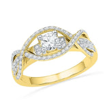 14k Yellow Gold Round Diamond Woven Bridal Wedding Engagment Anniversary Ring 1/2 Cttw