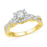10kt Yellow Gold Round Diamond Solitaire Twist Bridal Wedding Engagement Ring 1/2 Cttw