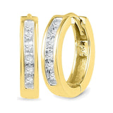 10kt Yellow Gold Womens Round Diamond Hoop Earrings 1/8 Cttw