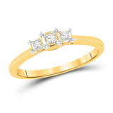 10kt Yellow Gold Round Diamond 3-stone Bridal Wedding Engagement Ring 1/12 Cttw