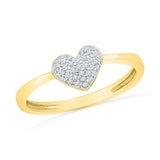 10kt Yellow Gold Womens Round Diamond Heart Cluster Ring 1/10 Cttw