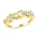 10kt Yellow Gold Womens Round Diamond Heart Band Ring 1/8 Cttw